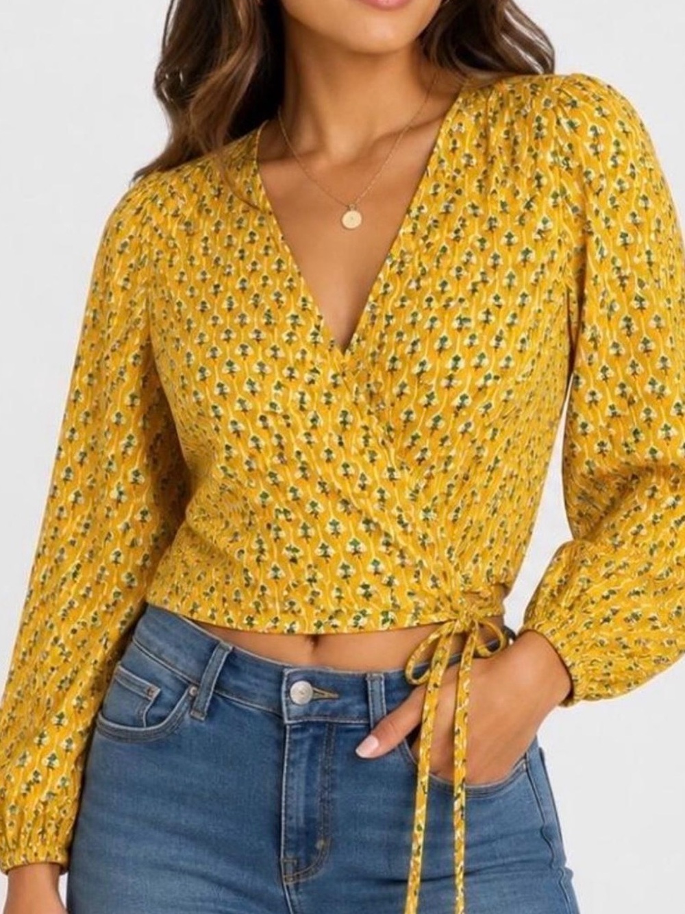 NWT RHODE x Target Yellow Floral Wrap Top XXL Batwing Sleeve Tie Waist Boho